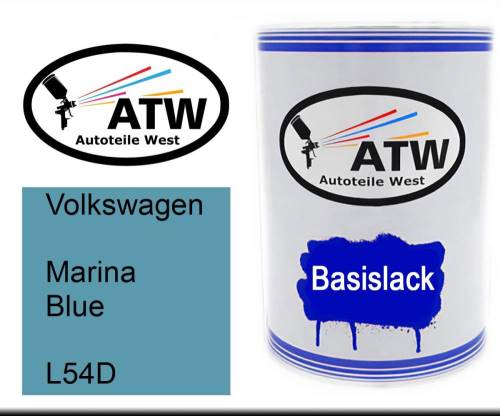 Volkswagen, Marina Blue, L54D: 500ml Lackdose, von ATW Autoteile West.